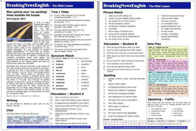 A 2-Page Mini-Lesson - Parking Restrictions