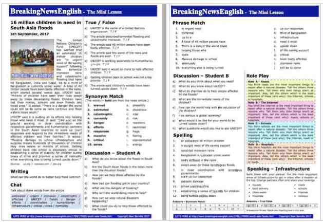 A 2-Page Mini-Lesson - South Asia Floods