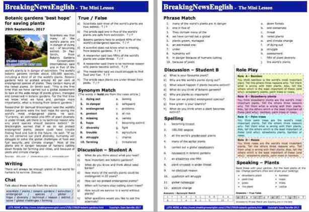 A 2-Page Mini-Lesson - Botanic Gardens