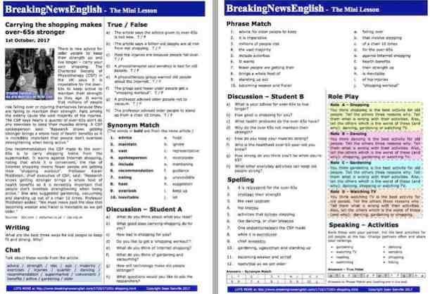 A 2-Page Mini-Lesson - Shopping