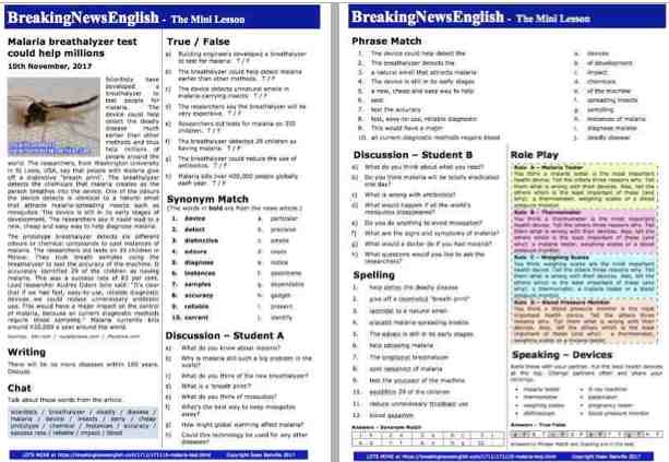 A 2-Page Mini-Lesson - Malaria Test