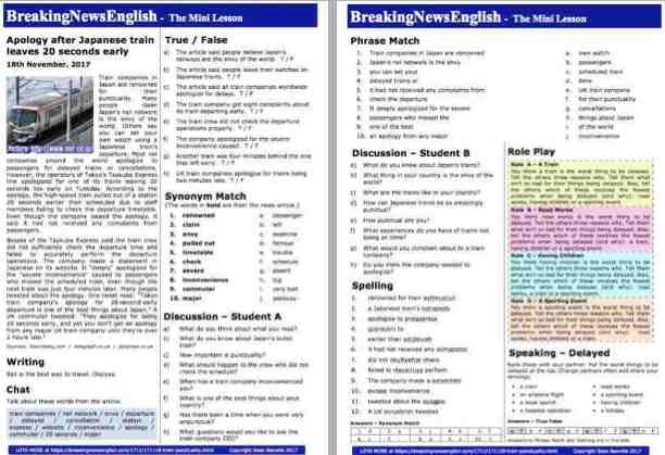 A 2-Page Mini-Lesson - Train Punctuality