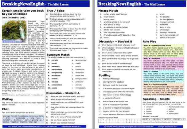 A 2-Page Mini-Lesson - Smells