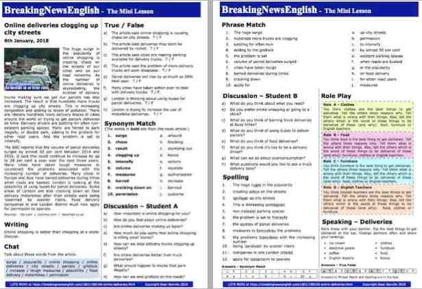 A 2-Page Mini-Lesson - Online Deliveries