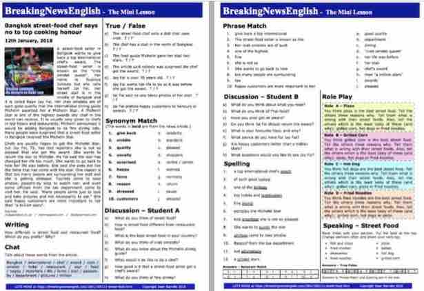 A 2-Page Mini-Lesson - Street Food