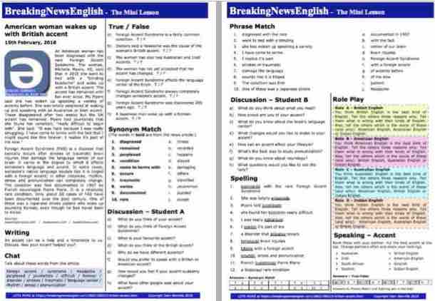 A 2-Page Mini-Lesson - British Accent