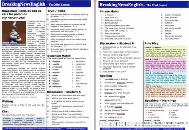 A 2-Page Mini-Lesson - Household Items