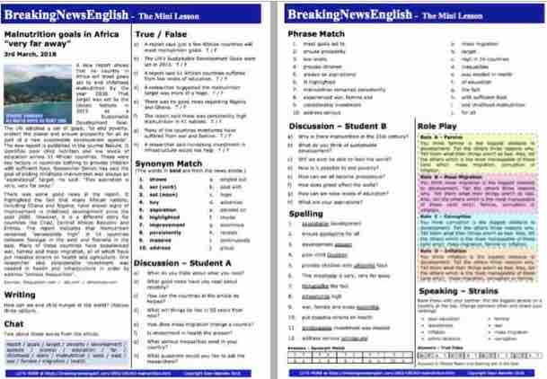 A 2-Page Mini-Lesson - Malnutrition