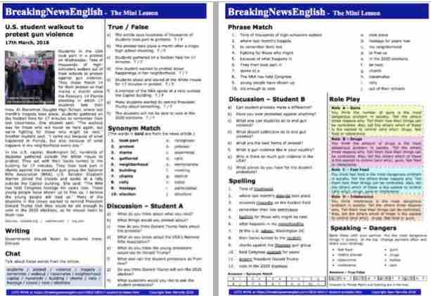 A 2-Page Mini-Lesson - Student Protests