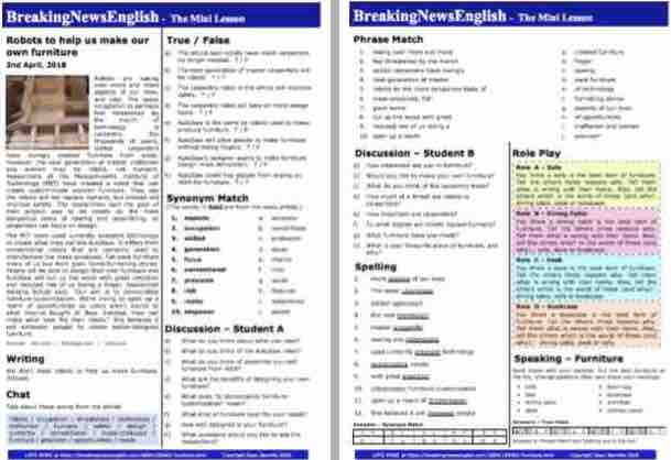 A 2-Page Mini-Lesson - Furniture