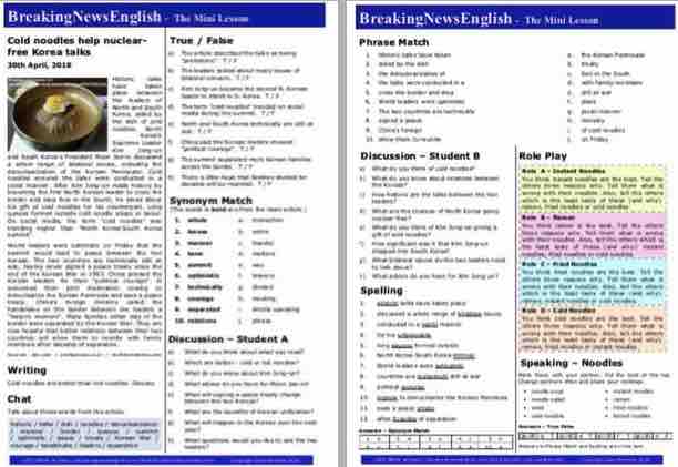 A 2-Page Mini-Lesson - Cold Noodles