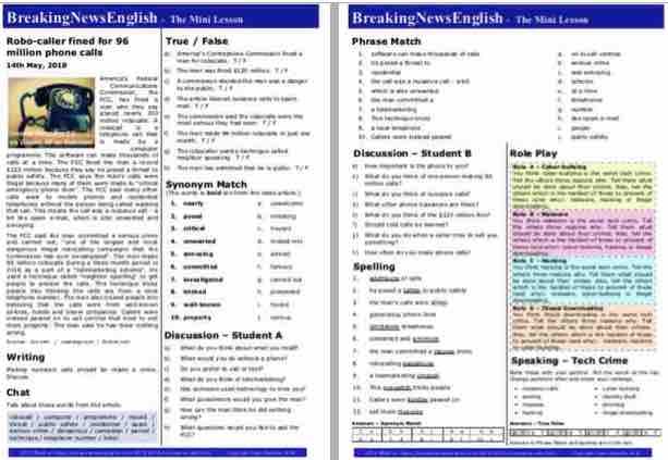 A 2-Page Mini-Lesson - Nuisance Calls