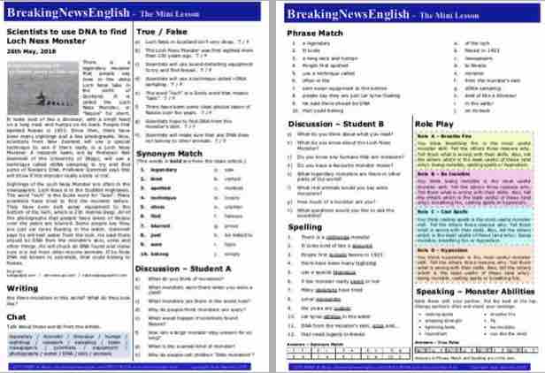 A 2-Page Mini-Lesson - Loch Ness Monster