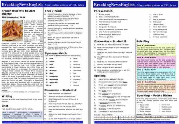 A 2-Page Mini-Lesson - Potato Shortage