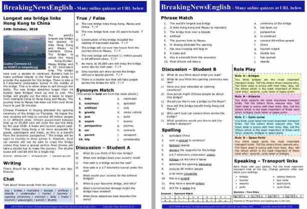 A 2-Page Mini-Lesson - Hong Kong Sea Bridge