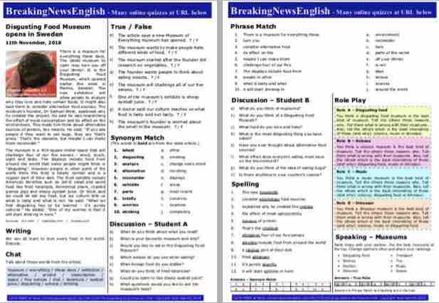 A 2-Page Mini-Lesson - Disgusting Food