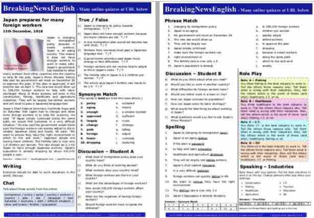 A 2-Page Mini-Lesson - Foreign Workers