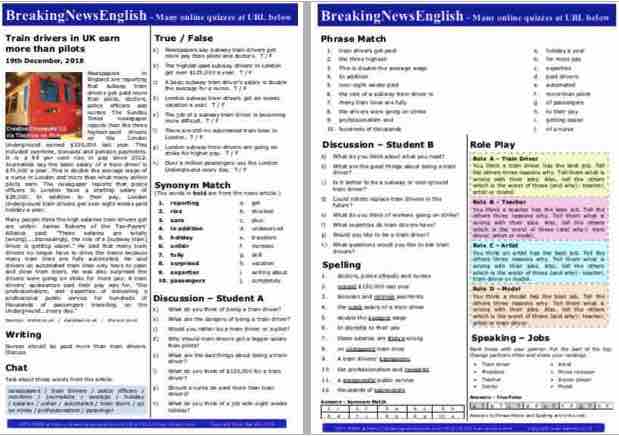 A 2-Page Mini-Lesson - Train Drivers