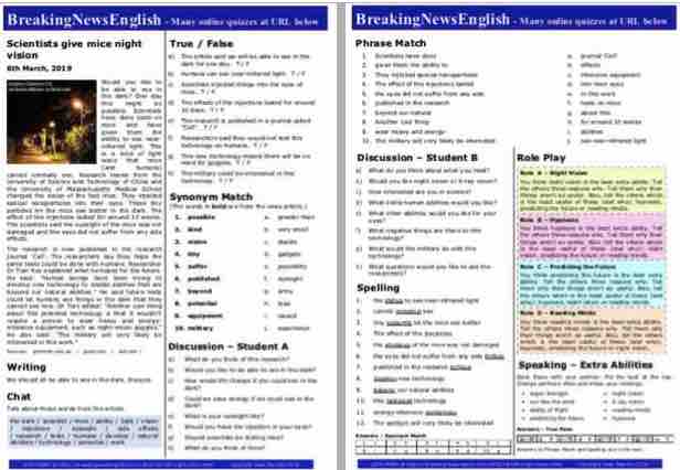 A 2-Page Mini-Lesson - Night Vision